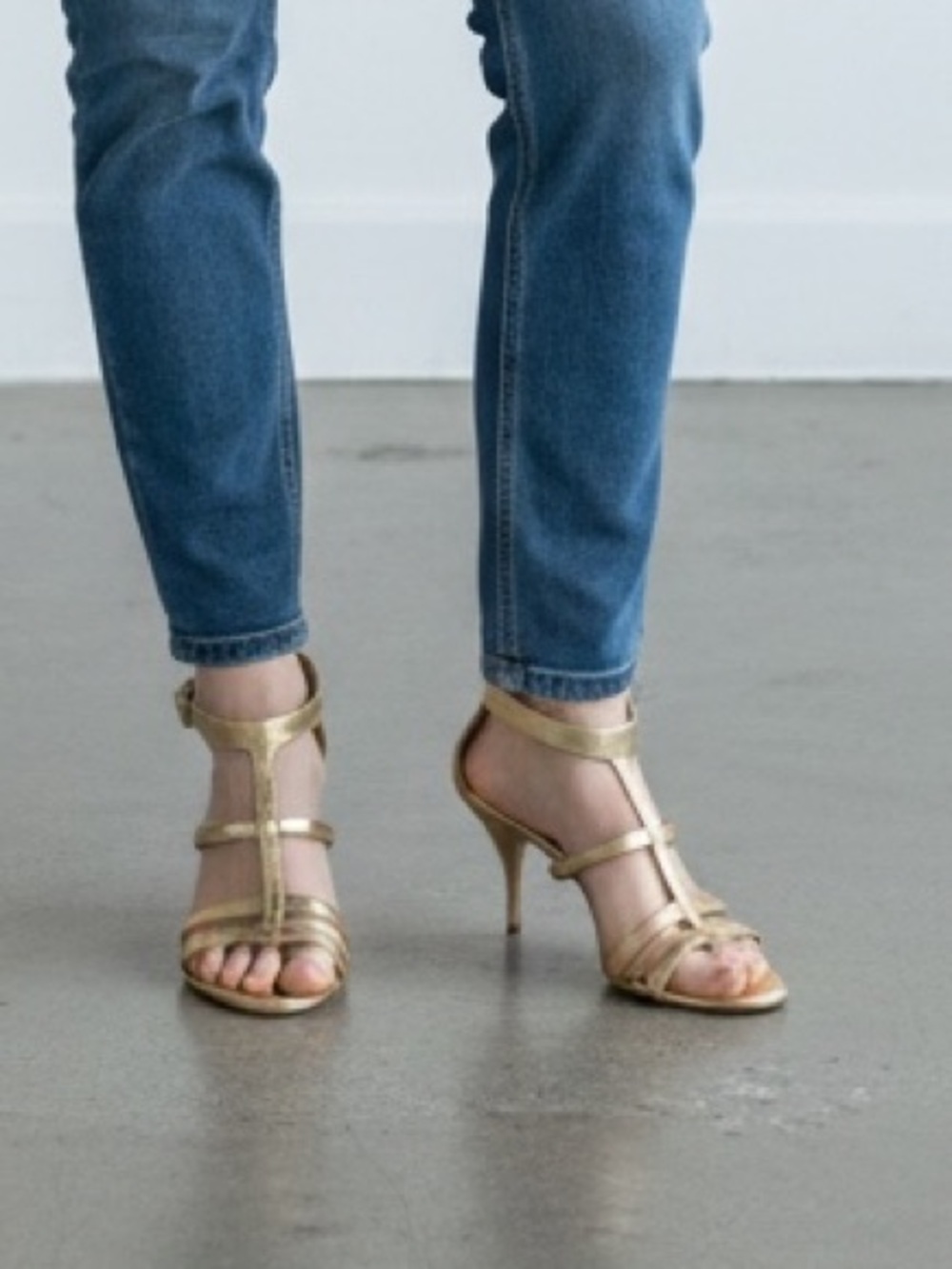Coach Hayden Metallic Gold Strappy High Heel Sandals